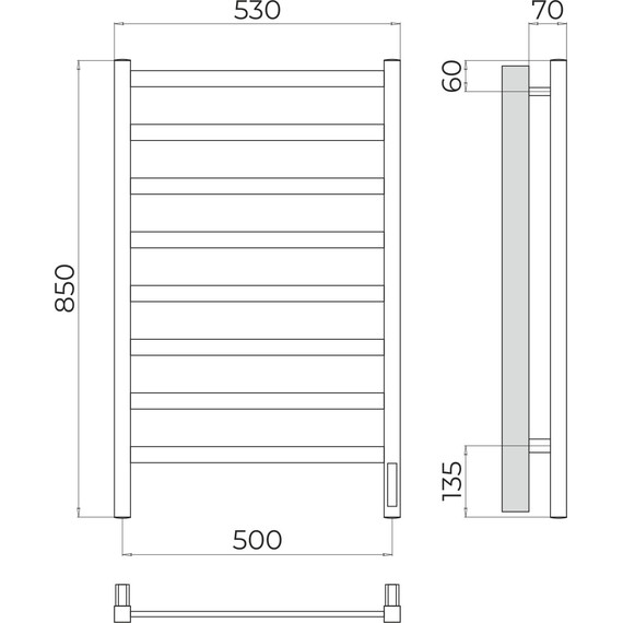 Полотенцесушитель электрический Terminus Ното П8 500x850 мм 4670078544537 фото 3