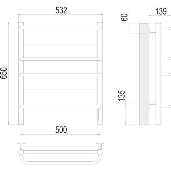 Полотенцесушитель электрический Terminus Евромикс П6 500x650 мм 4670078531278 фото 3