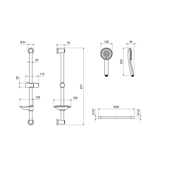 Набор смесителей 3 в 1 для душа Aquatek Альфа AQ1931CR фото 26