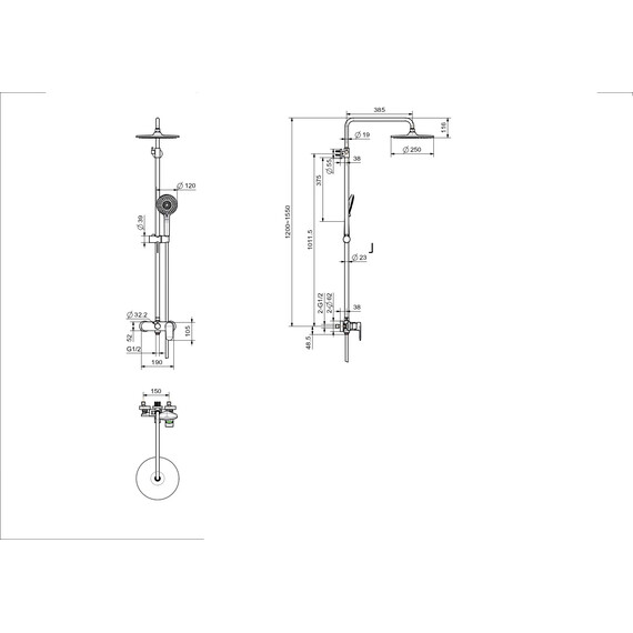 Душевая стойка Aquatek Ника AQ2860MB, чёрный матовый фото 10