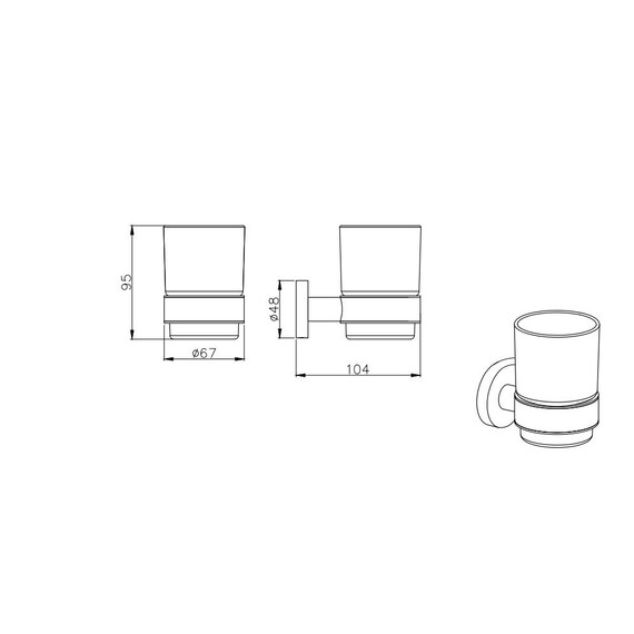 Стакан для зубных щеток Aquatek Вега AQ4004BGM, цвет оружейная сталь фото 2