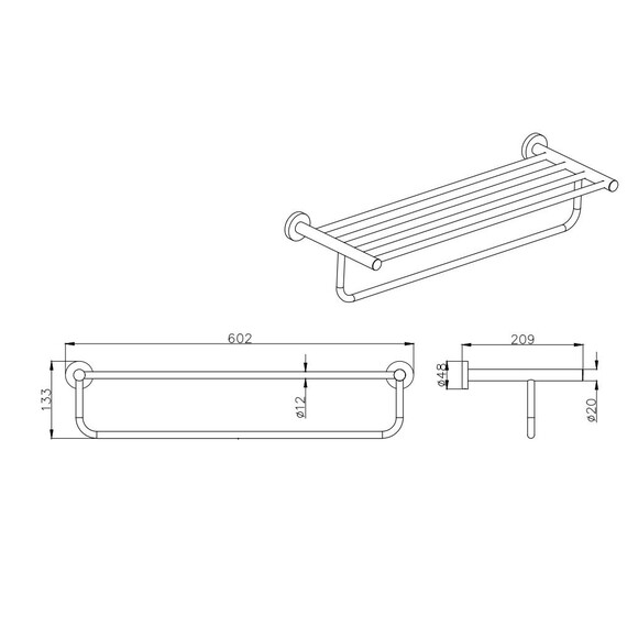 Полка для полотенец Aquatek Вега AQ4015BGM, цвет оружейная сталь фото 2