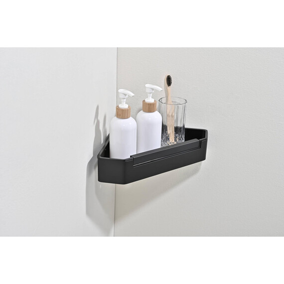 Полка угловая со стеклоочистителем Aquatek AQ4976MB, цвет чёрный матовый фото 7