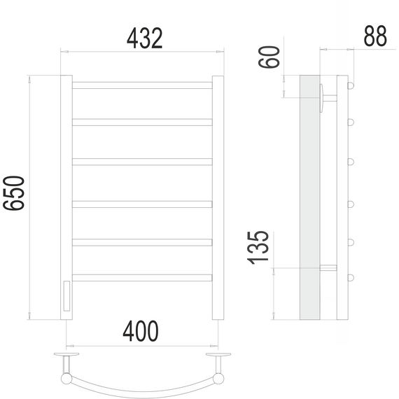 Полотенцесушитель электрический Terminus Классик П6 400x650 мм 4670078531315 фото 3