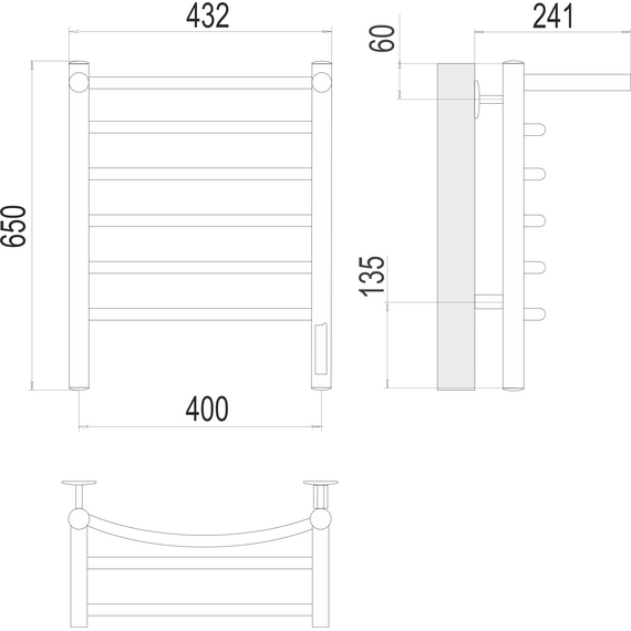 Полотенцесушитель электрический Terminus Классик с полкой П6 400x650 мм 4670078531384 фото 3