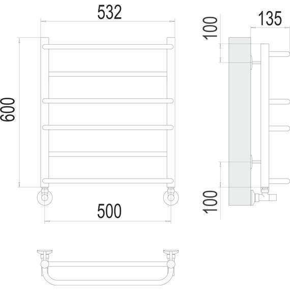 Полотенцесушитель водяной Terminus Евромикс П6 500x600 мм 4670078530141 фото 3