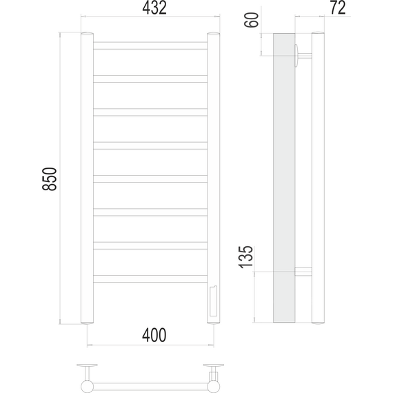 Полотенцесушитель электрический Terminus Аврора П8 400x850 мм 4670078531162 фото 3