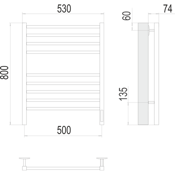 Полотенцесушитель электрический Terminus Ватикан П8 500x800 мм 4670078527530, белый матовый фото 3