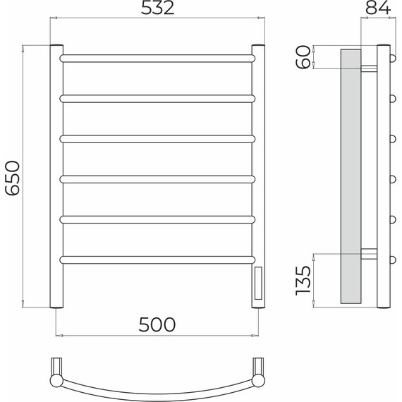 Полотенцесушитель электрический Terminus Классик П6 500x650 мм 4670078531322 фото 3