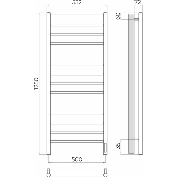 Полотенцесушитель электрический Terminus Аврора П12 500x1250 мм 4670078544377 фото 3