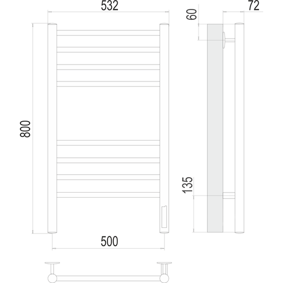 Полотенцесушитель электрический Terminus Аврора П8 500x800 мм 4670078563330, графит фото 4