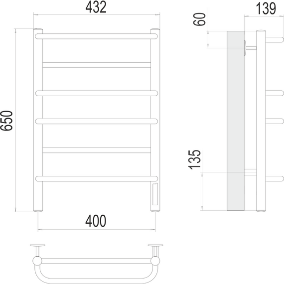 Полотенцесушитель электрический Terminus Евромикс П6 400x650 мм 4670078531261 фото 3