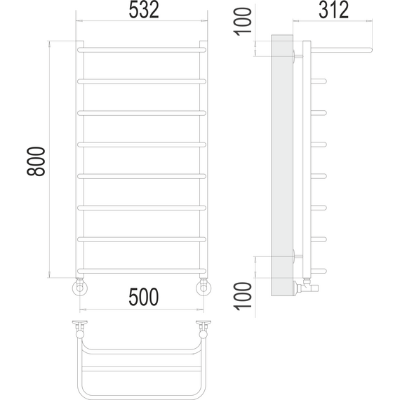 Полотенцесушитель водяной Terminus П8 500x800 мм 4670078530295 фото 3