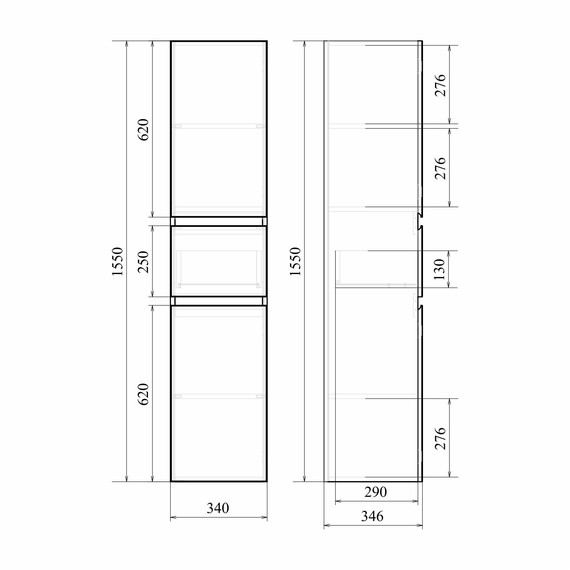 Пенал подвесной Mirsant Next 35 см (универсальный) белый фото 5
