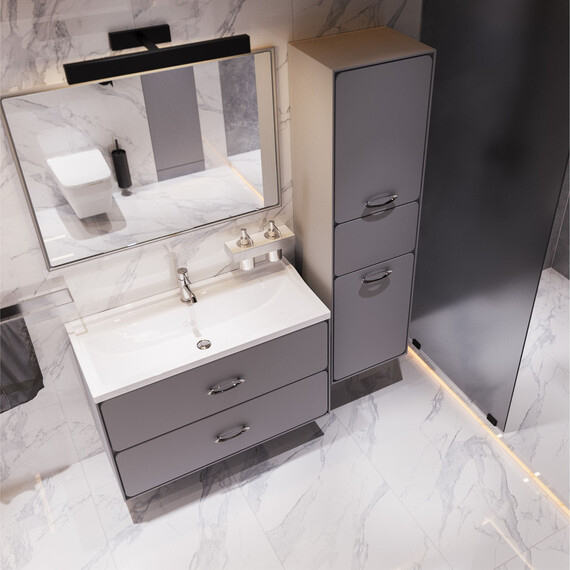 Пенал подвесной Mirsant Viva 45 см (универсальный), серый матовый фото 5