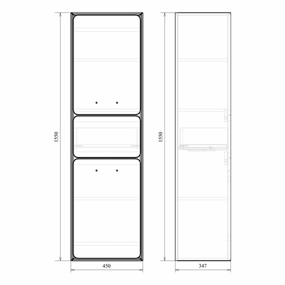 Пенал подвесной Mirsant Viva 45 см (универсальный), белый глянцевый фото 7