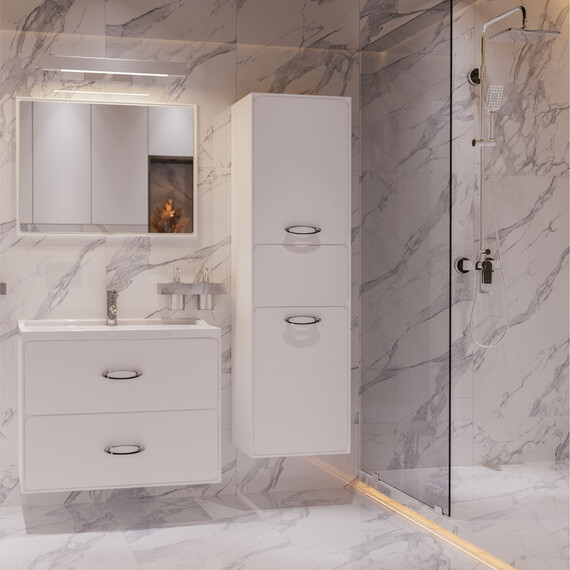 Пенал подвесной Mirsant Viva 45 см (универсальный), белый глянцевый фото 6