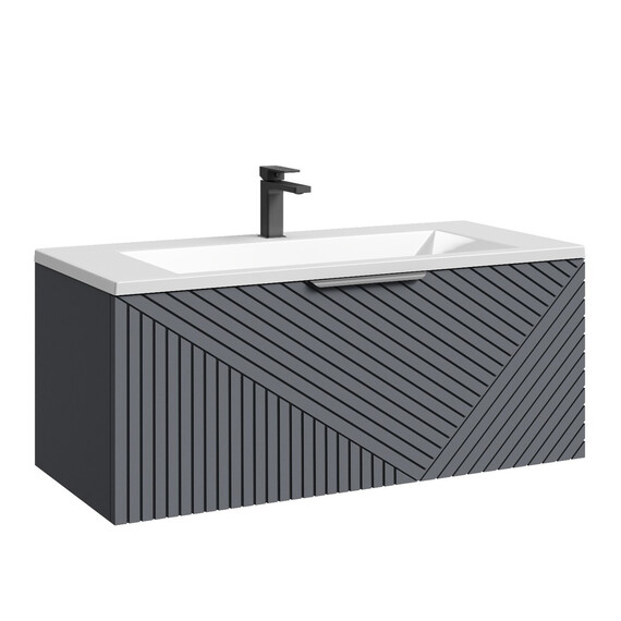 Тумба подвесная с раковиной Grossman Блисс 100 см 1010048, графит матовый фото 