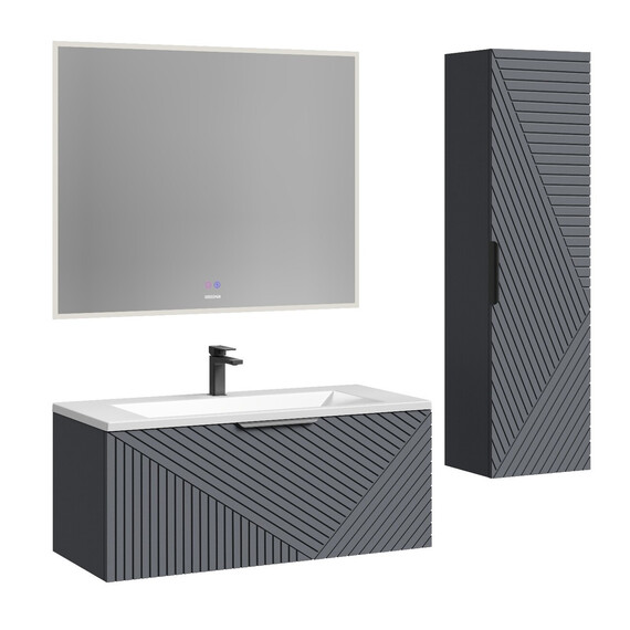 Тумба подвесная с раковиной Grossman Блисс 100 см 1010048, графит матовый фото 8