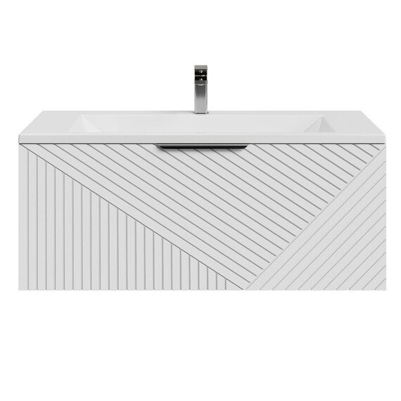 Тумба подвесная с раковиной Grossman Блисс 100 см 1010050, белый матовый фото 3