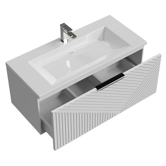 Тумба подвесная с раковиной Grossman Блисс 100 см 1010050, белый матовый фото 4