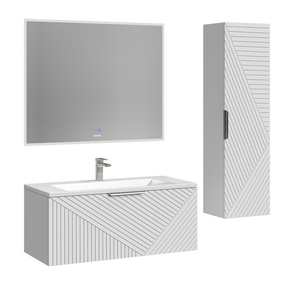 Тумба подвесная с раковиной Grossman Блисс 100 см 1010050, белый матовый фото 5