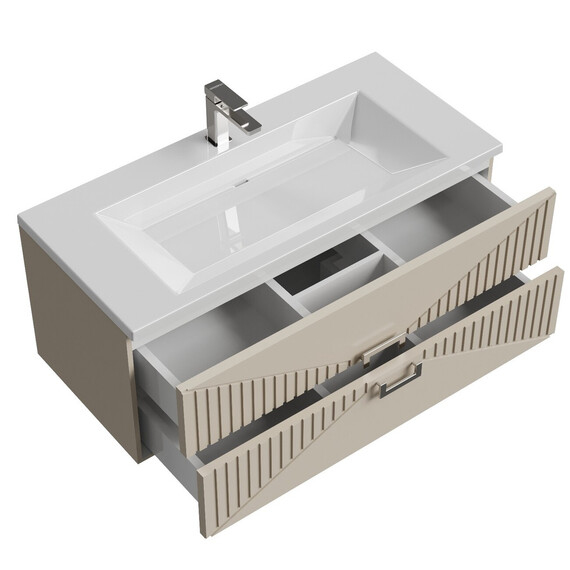 Тумба подвесная с раковиной Grossman Луксор 100 см 1010057, бежевый матовый фото 4