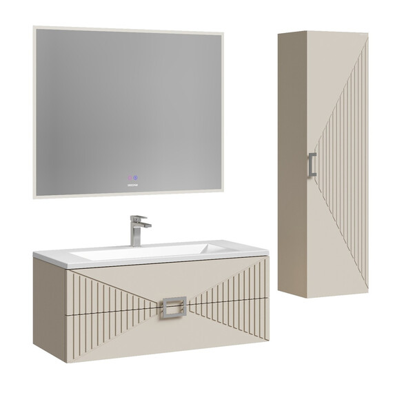 Тумба подвесная с раковиной Grossman Луксор 100 см 1010057, бежевый матовый фото 8