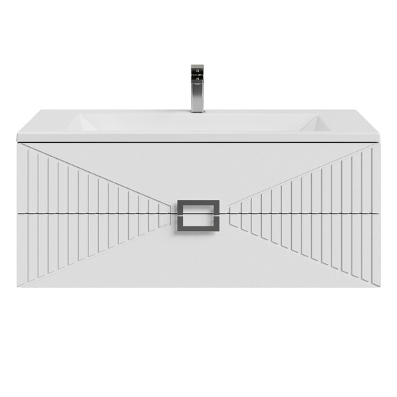 Тумба подвесная с раковиной Grossman Луксор 100 см 1010058, белый матовый фото 3