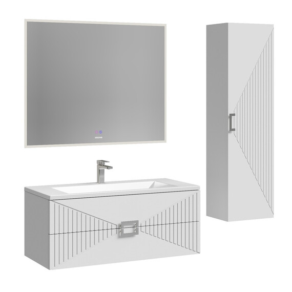 Тумба подвесная с раковиной Grossman Луксор 100 см 1010058, белый матовый фото 8