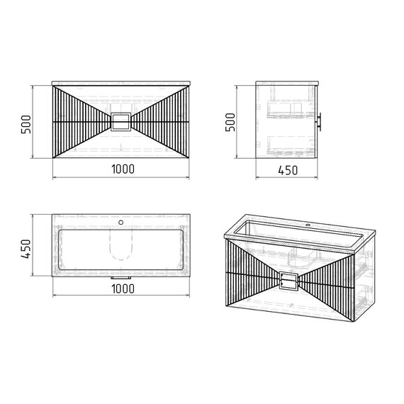 Тумба подвесная с раковиной Grossman Луксор 100 см 1010059, графит матовая фото 10