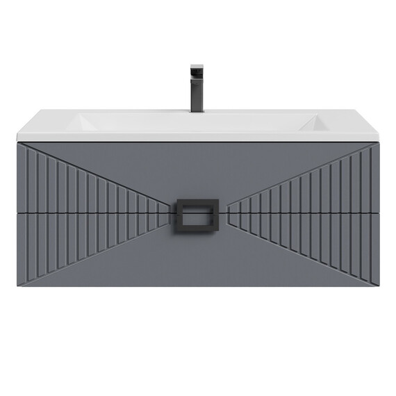 Тумба подвесная с раковиной Grossman Луксор 100 см 1010059, графит матовая фото 3