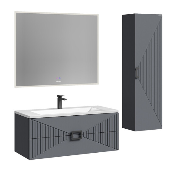 Тумба подвесная с раковиной Grossman Луксор 100 см 1010059, графит матовая фото 8