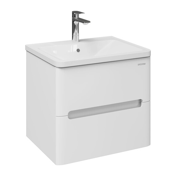 Тумба подвесная с раковиной Grossman Адель 60 см 106038, белый глянец фото 