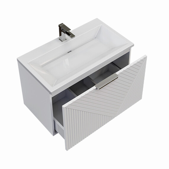 Тумба подвесная с раковиной Grossman Блисс 60 см 106044, белый матовый фото 4