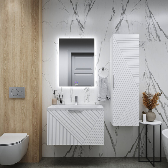 Тумба подвесная с раковиной Grossman Блисс 60 см 106044, белый матовый фото 7