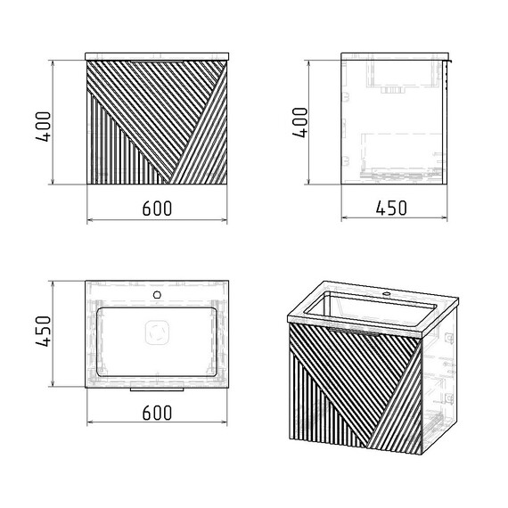 Тумба подвесная с раковиной Grossman Блисс 60 см 106044, белый матовый фото 10