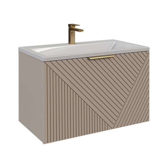 Тумба подвесная с раковиной Grossman Блисс 60 см 106045, бежевый матовый фото 