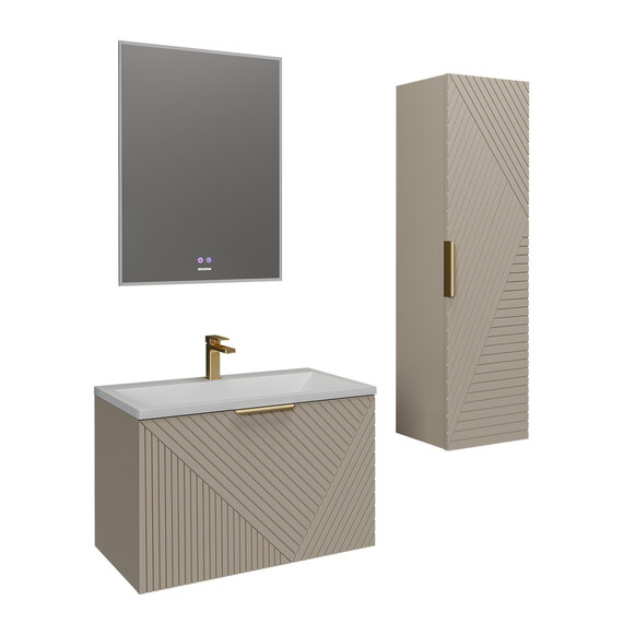 Тумба подвесная с раковиной Grossman Блисс 60 см 106045, бежевый матовый фото 8