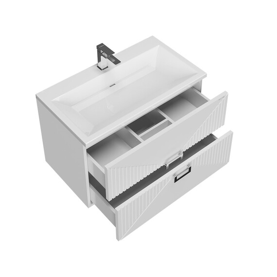 Тумба подвесная с раковиной Grossman Луксор 60 см 106054, белый матовый фото 4