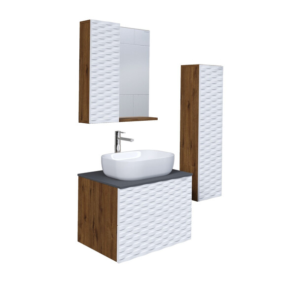 Тумба подвесная со столешницей Grossman Альба 65 см 106503 (раковина в комплекте) веллингтон/белая фото 4