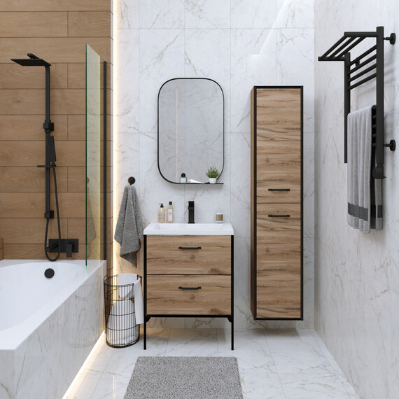 Тумба напольная с раковиной Grossman Неро 65 см 106504, альпийский дуб фото 6