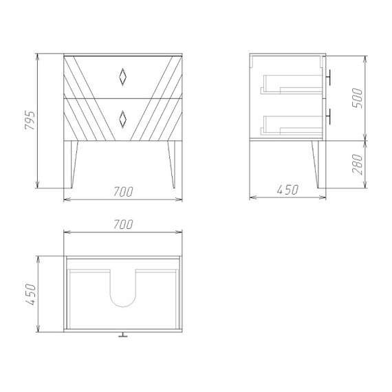 Тумба подвесная со столешницей Grossman Вива 70 см 107012 (раковина в комплекте) белый глянец фото 11