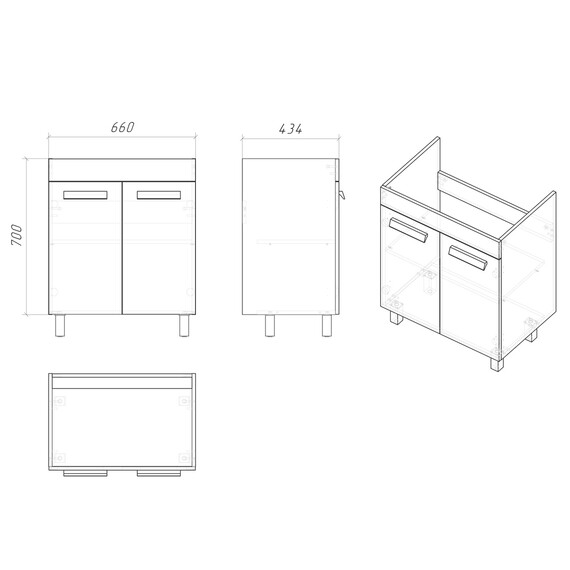 Тумба напольная с раковиной Grossman Нео 70 см 107013-1K, белый фото 9