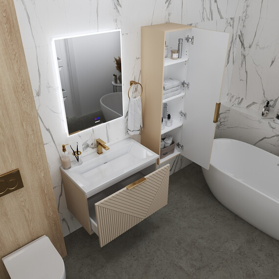 Тумба подвесная с раковиной Grossman Блисс 70 см 107051, бежевый матовый фото 5