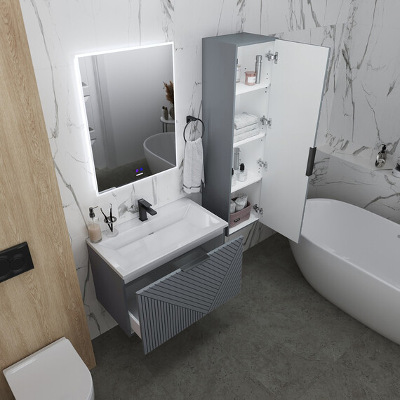 Тумба подвесная с раковиной Grossman Блисс 70 см 107053, графит матовый фото 6