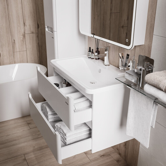 Тумба подвесная с раковиной Grossman Адель 80 см 108003, белый глянец фото 3