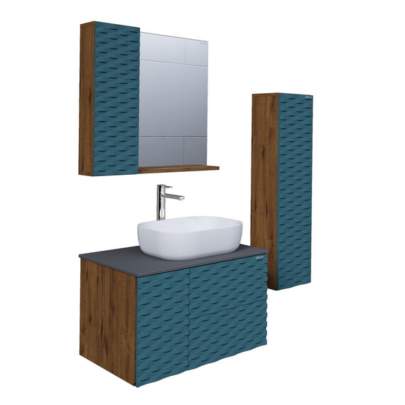 Тумба подвесная со столешницей Grossman Альба 80 см 108012 (раковина в комплекте) веллингтон/бриз фото 3