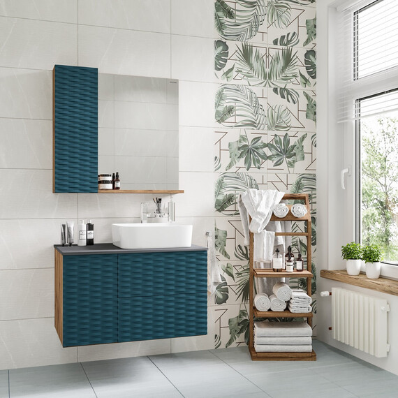 Тумба подвесная со столешницей Grossman Альба 80 см 108012 (раковина в комплекте) веллингтон/бриз фото 5