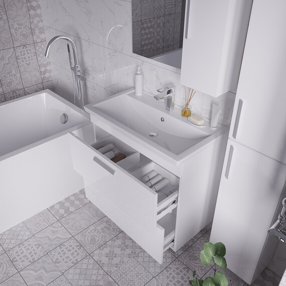 Тумба напольная с раковиной Grossman Нео 80 см 108019, белый фото 5